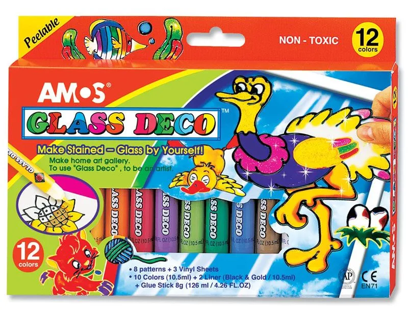 Amos Glassmaling Sett (12 Stk 10.5ML)