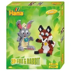 Hama Midi 3D Perlesett I Eske 2500 Perler - Rev & Kanin