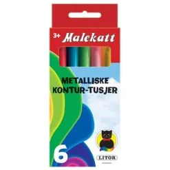 Malekatt Kontur-tusjer Metallisk 6 Stk